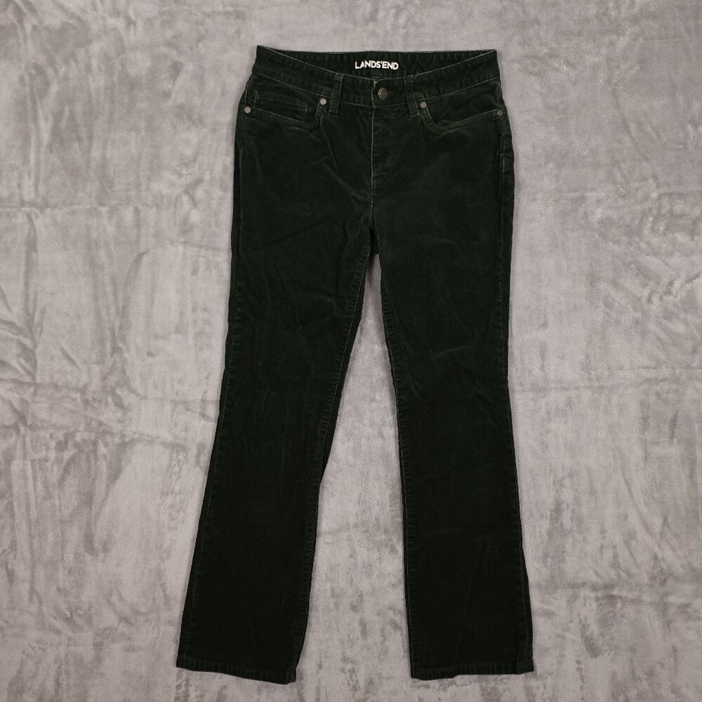 Lands' End corduroy pants mid‎ rise demi bootcut women's 6 dark green